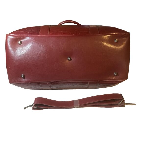 BUENO Burgundy Faux Croc Weekender Travel Bag Detachable Strap OS - Picture 6 of 14